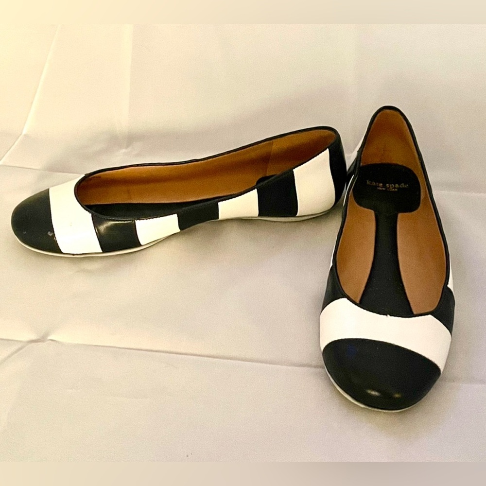 Kate Spade striped leather ballet flats 7.5